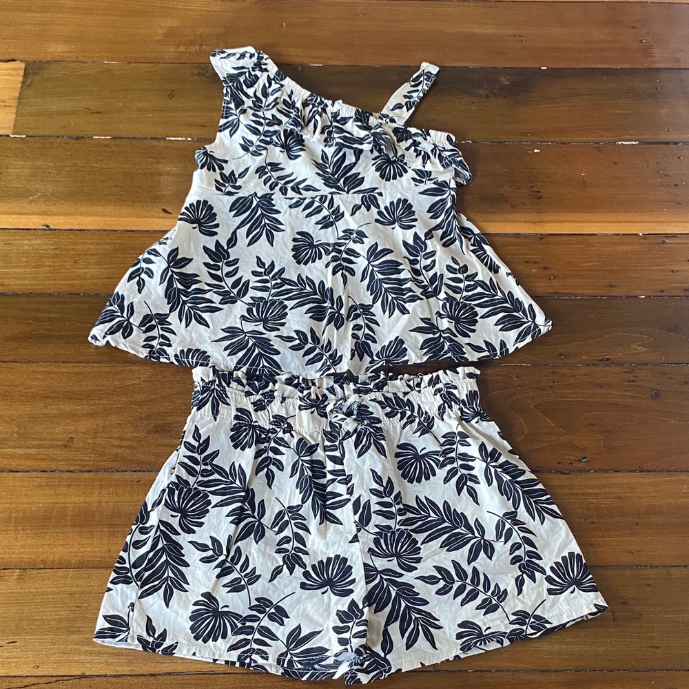 Leaf Print Kids Shorts Set